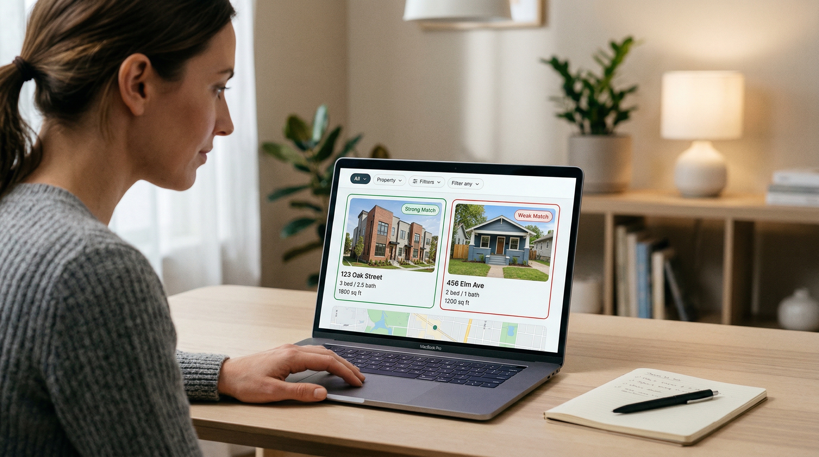 Comp grading interface showing strong and weak matches